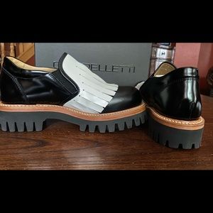 Cappelletti Black and White Oxford Made in Italy Sz 35 Goodyear Welted Sole